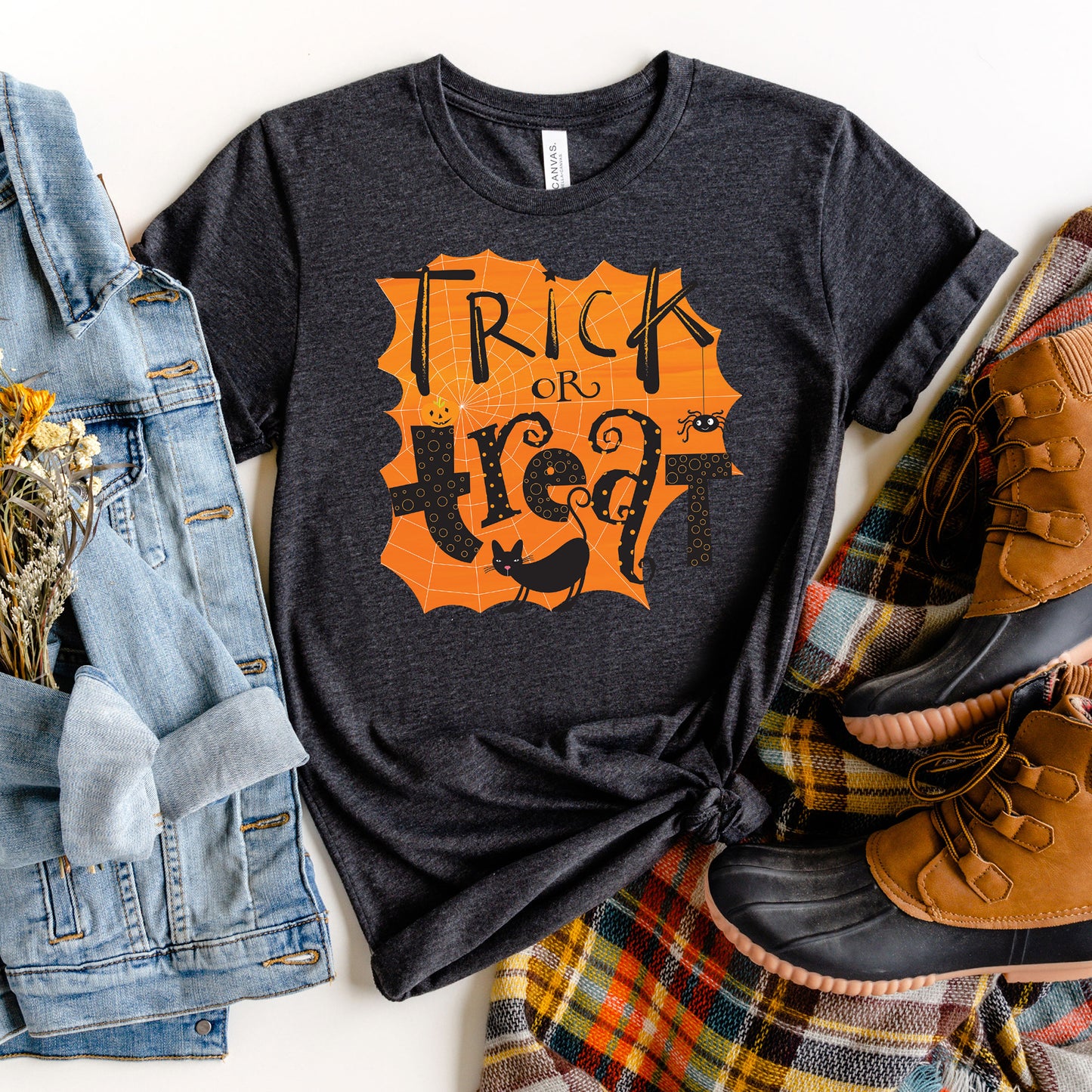 Trick Or Treat Cat T-shirt, Halloween Tee