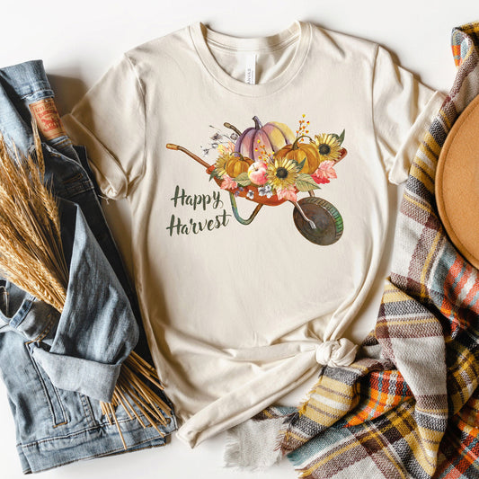 Happy Harvest Wheelbarrow T-shirt, Autumn Tee