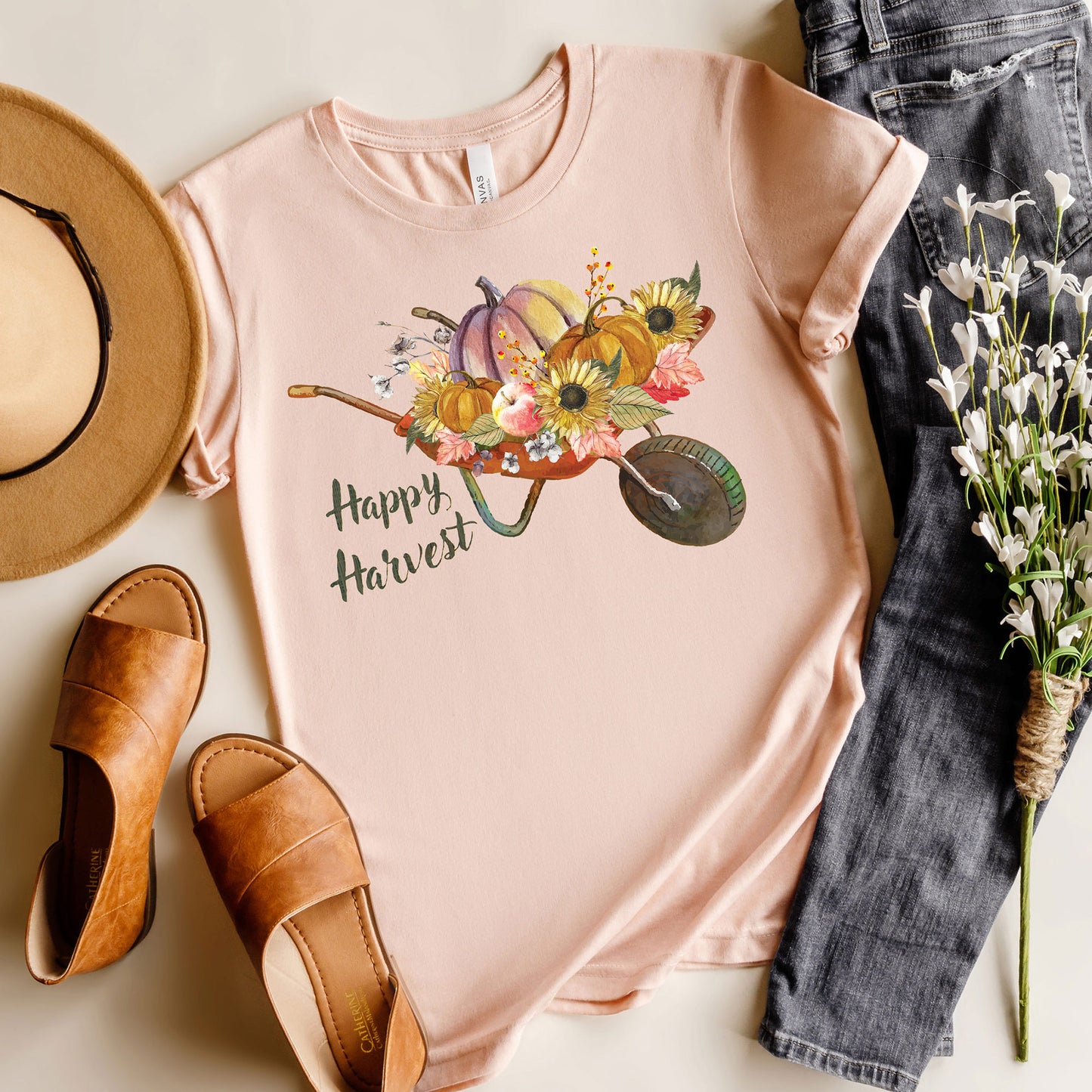 Happy Harvest Wheelbarrow T-shirt, Autumn Tee