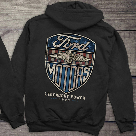 Ford Hoodie, Officially Licensed Vintage Ford Motors Hooded Sweatshirt