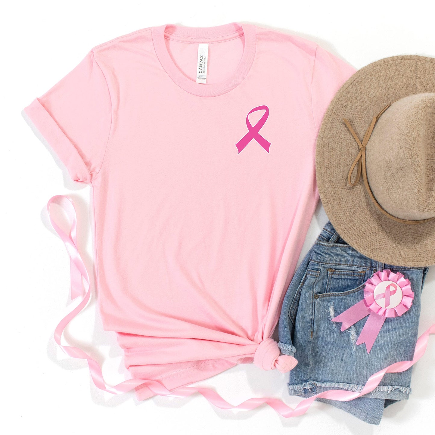 Pink Ribbon Crest T-shirt, Cancer Awareness Tee