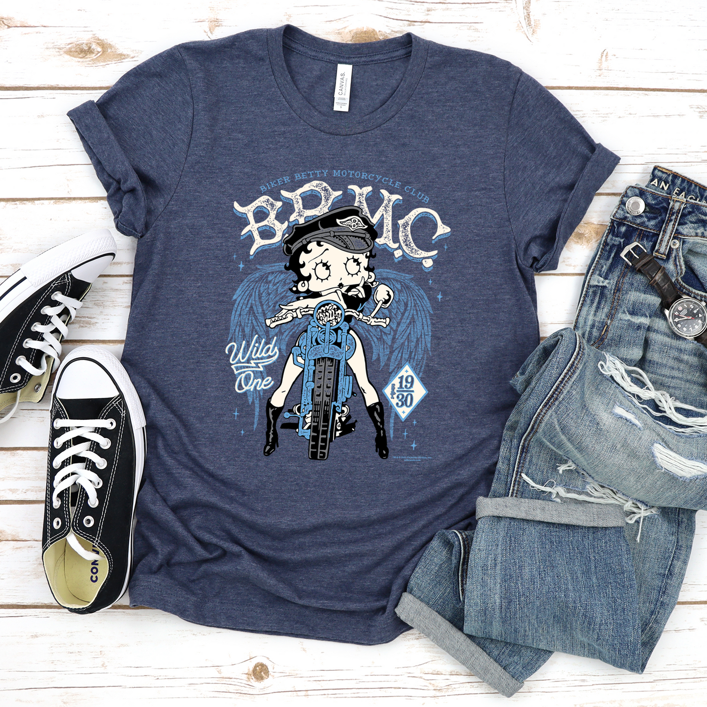 Biker Betty Motorcycle Club T-shirt, Betty Boop Tee