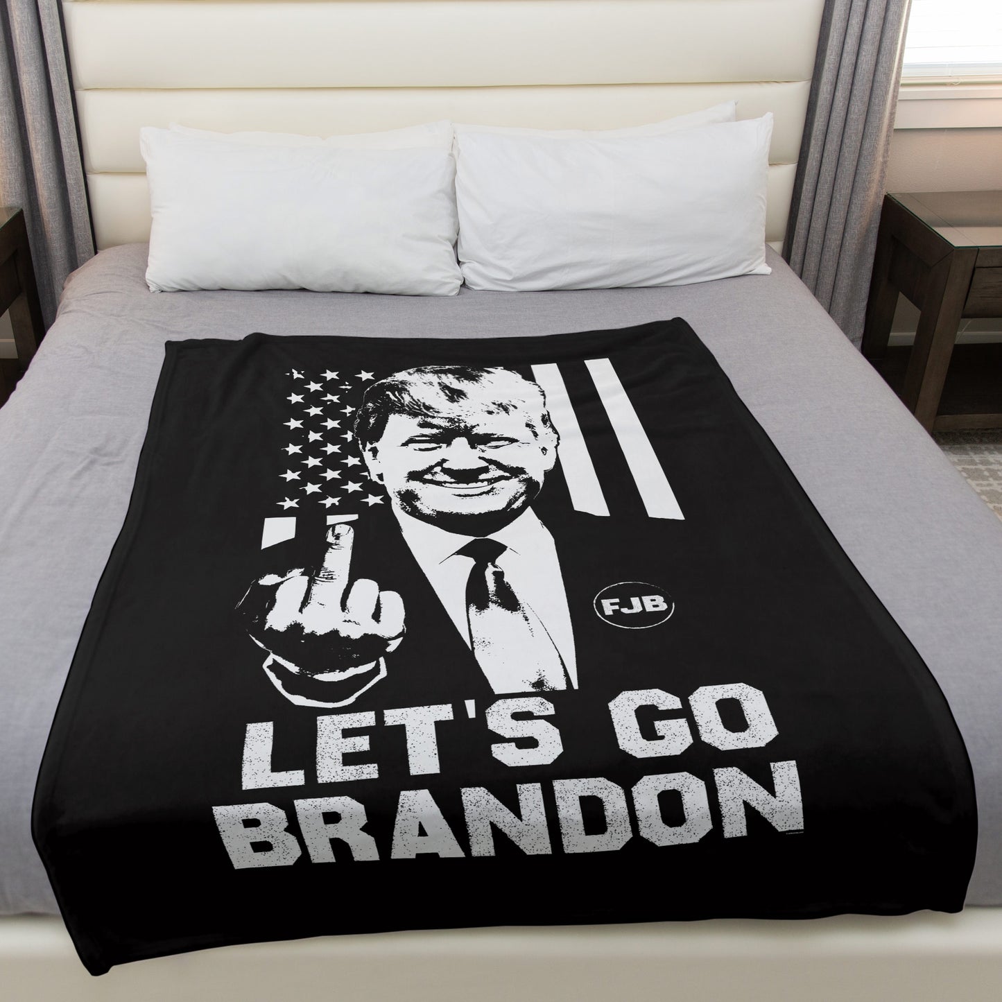 Trump Finger Let's Go Brandon 50" x 60" Fleece Blanket