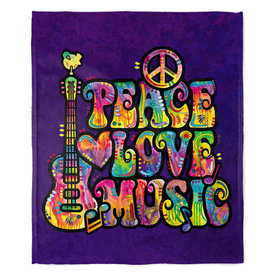 50" x 60" Peace Love Music Plush Minky Blanket