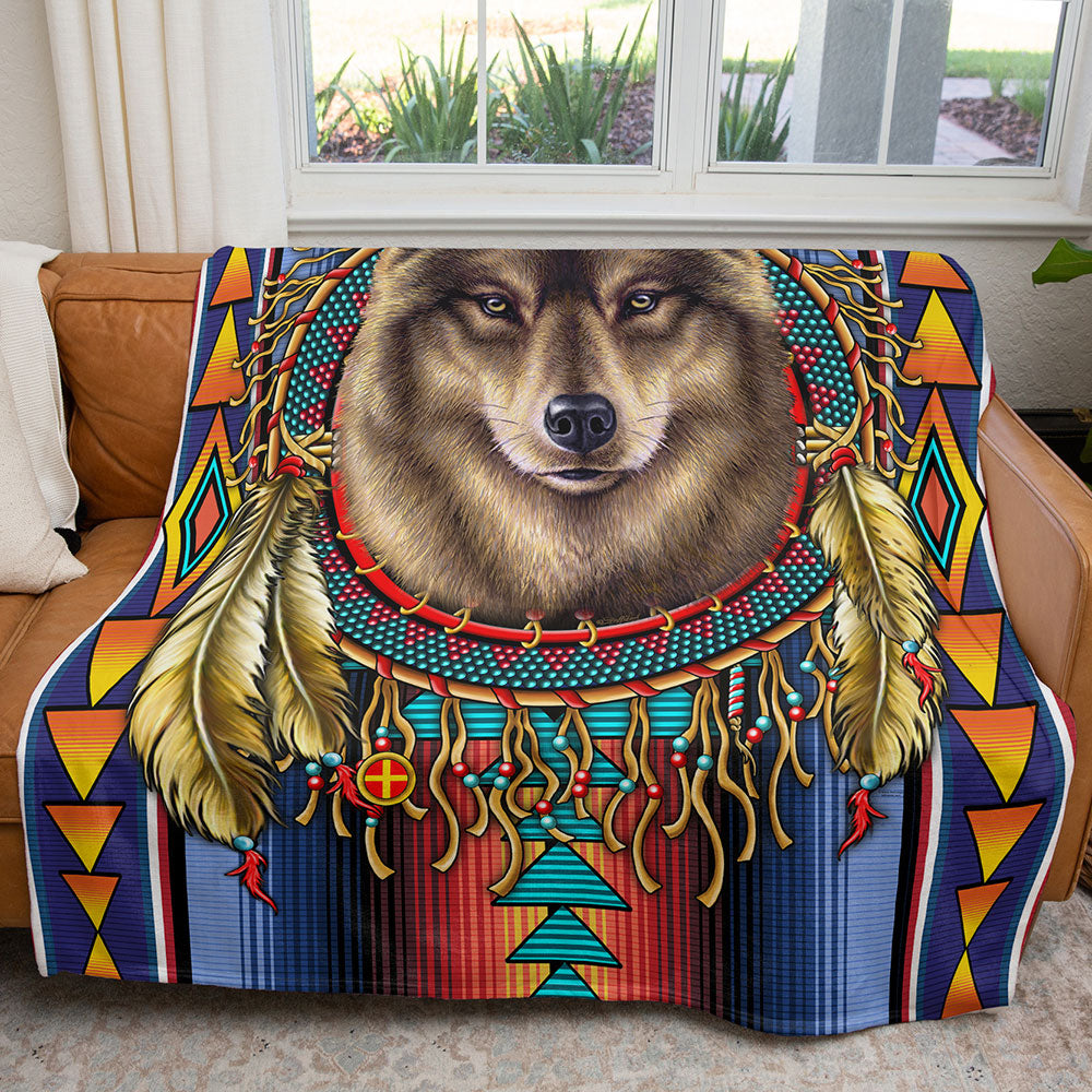 50" x 60" Serape Wolf Plush Minky Blanket