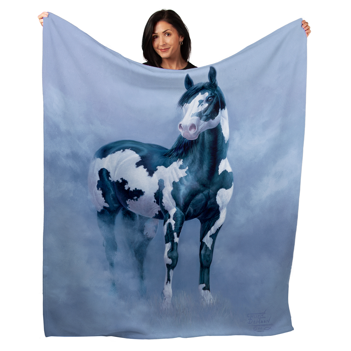 50" x 60" Black Overo Plush Minky Blanket