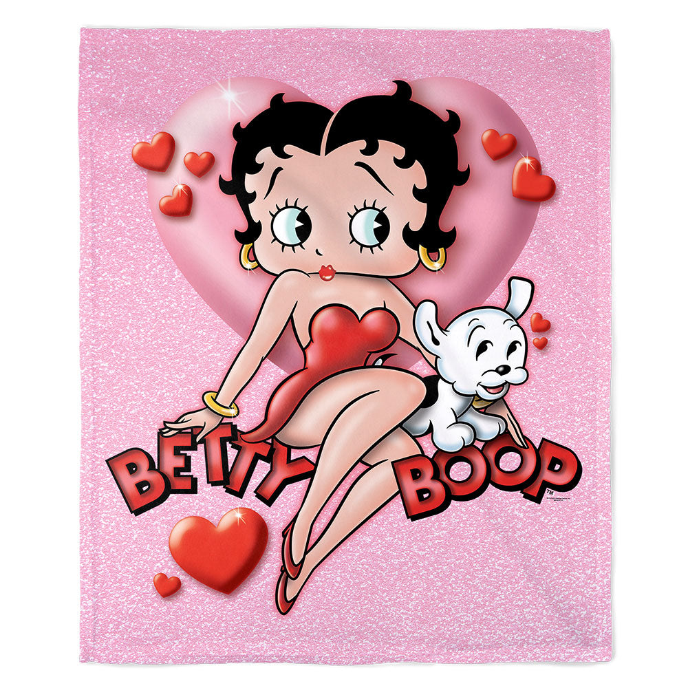 50" x 60" Betty Boop Heart Plush Minky Blanket