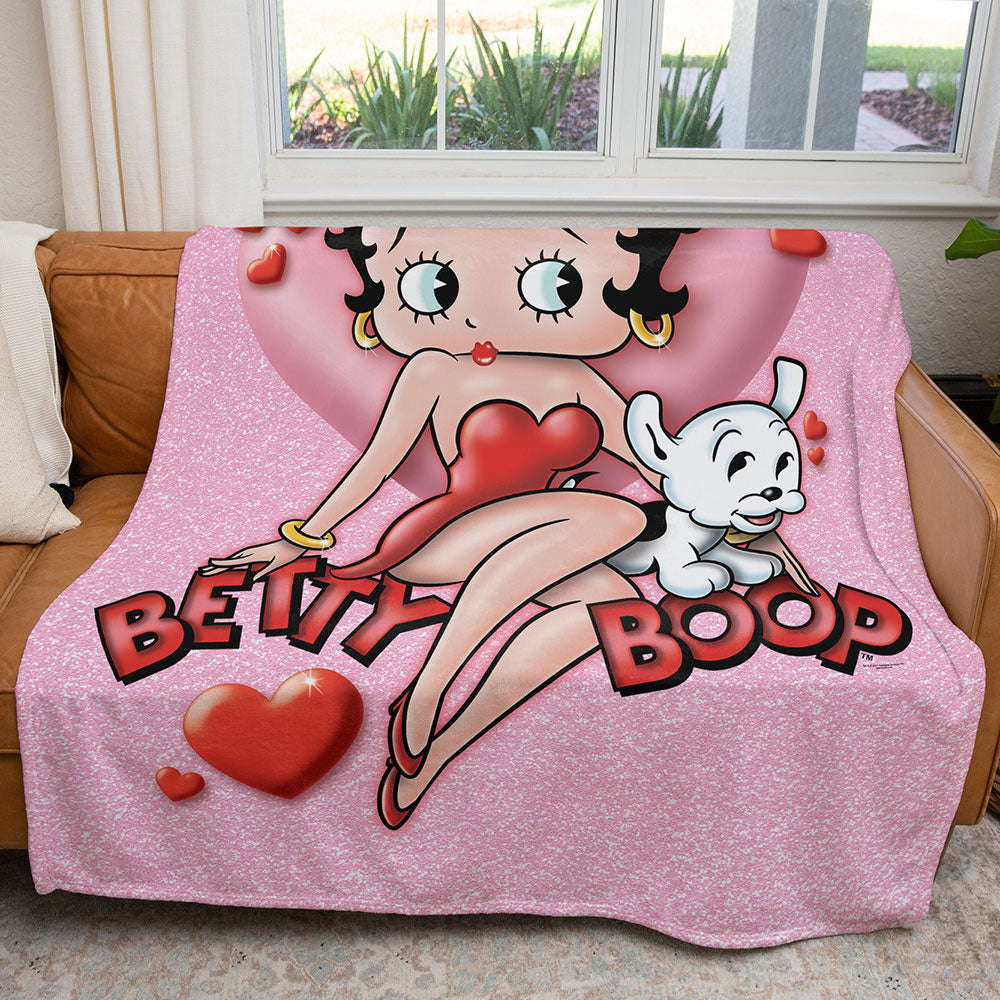 50" x 60" Betty Boop Heart Plush Minky Blanket