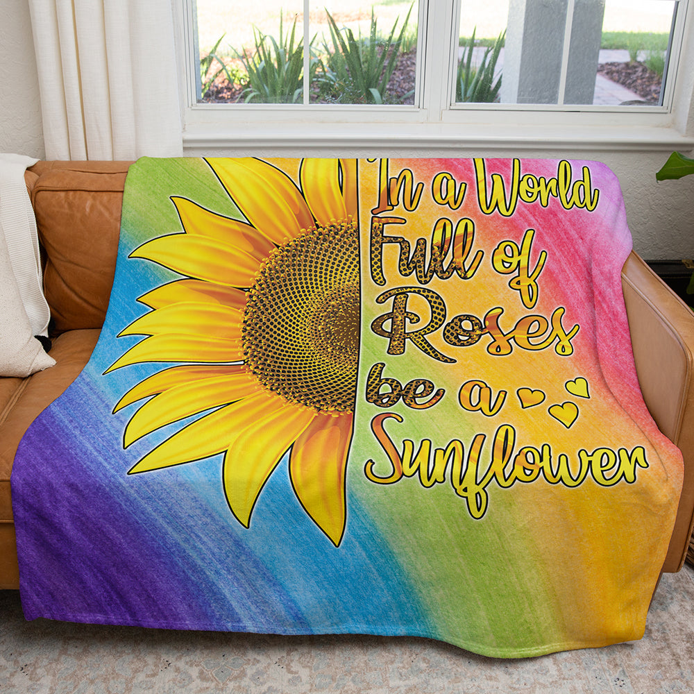 50" x 60" Be a Sunflower Plush Minky Blanket