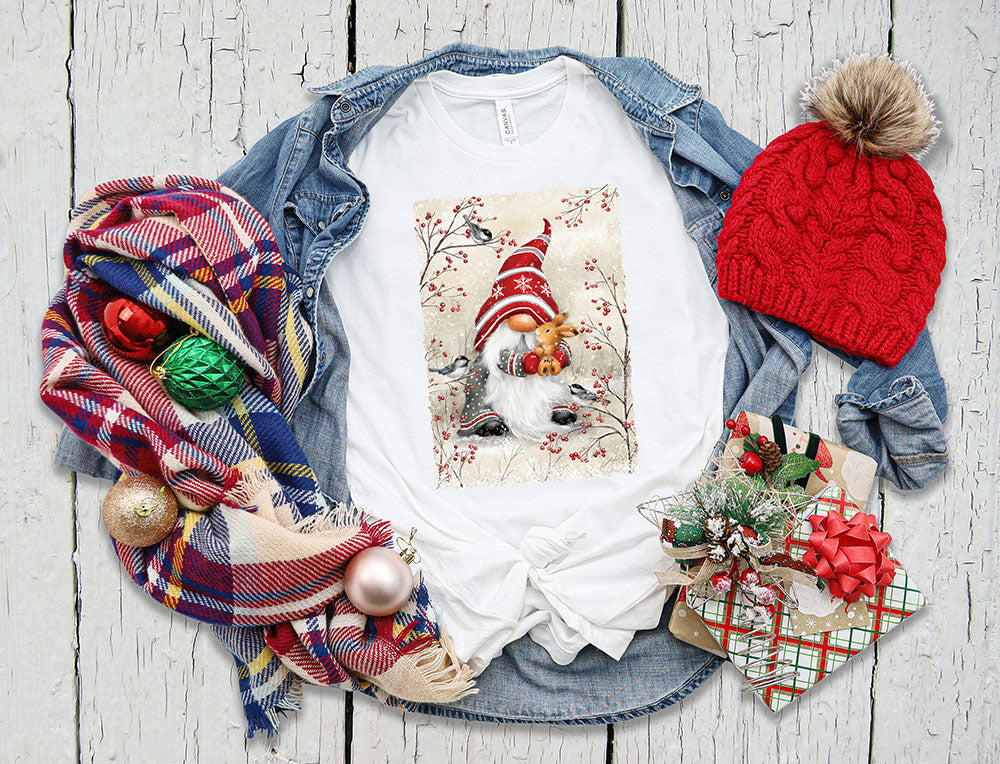 Gnome Hugging Rabbit Tee