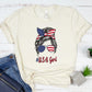 USA Girl Mom Bun T-shirt