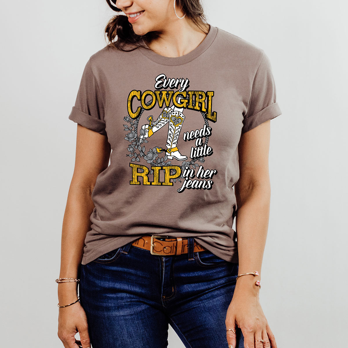 Rip in Her Jeans T-Shirt