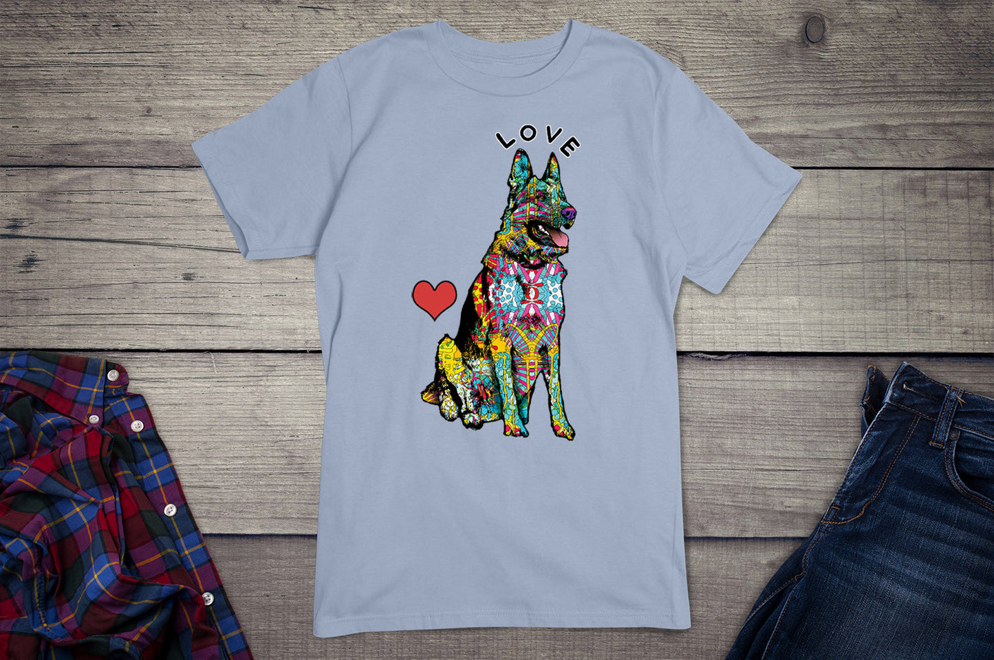 Neon Love Sheperd Dog Breed T-shirt