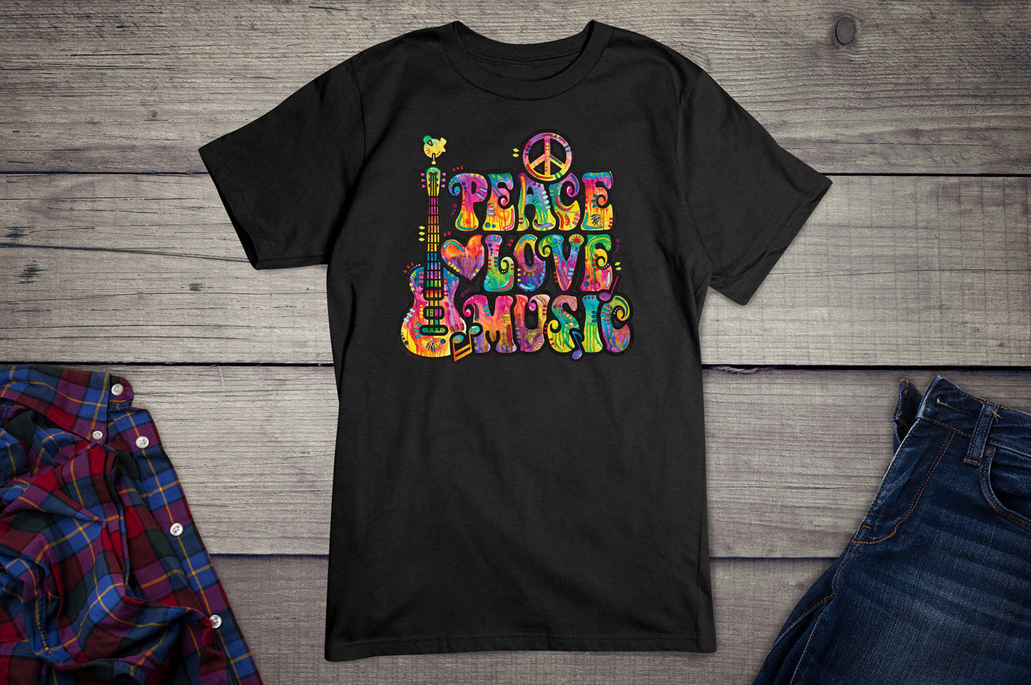 Neon Peace Love Music T-shirt