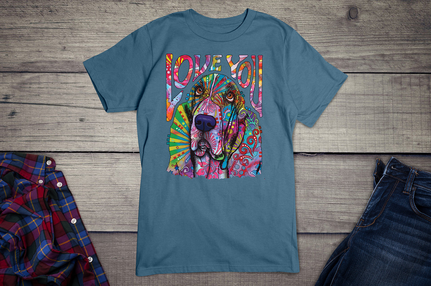 Neon Love You Basset T-shirt