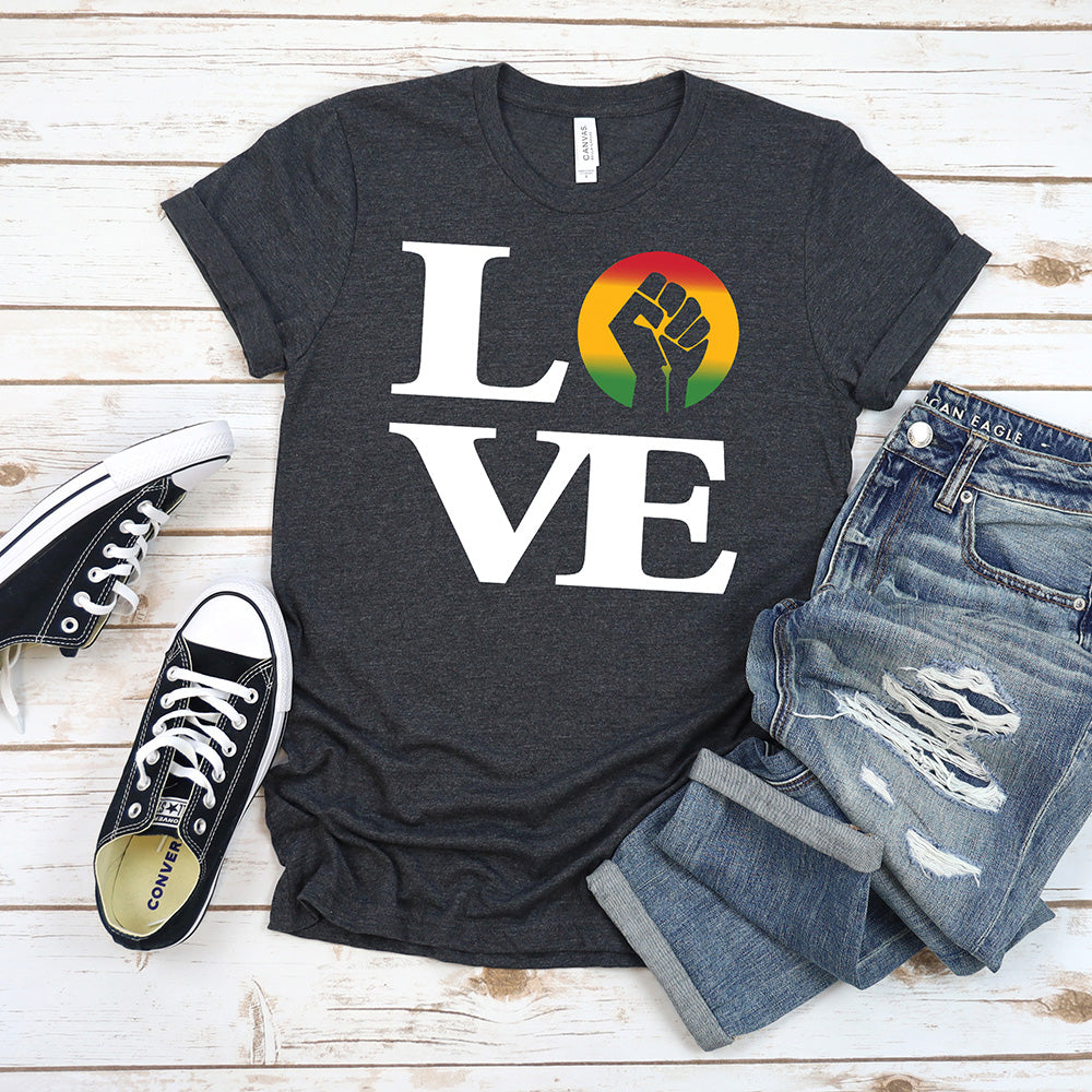 Black Pride T-shirt, Love & Raised Fist