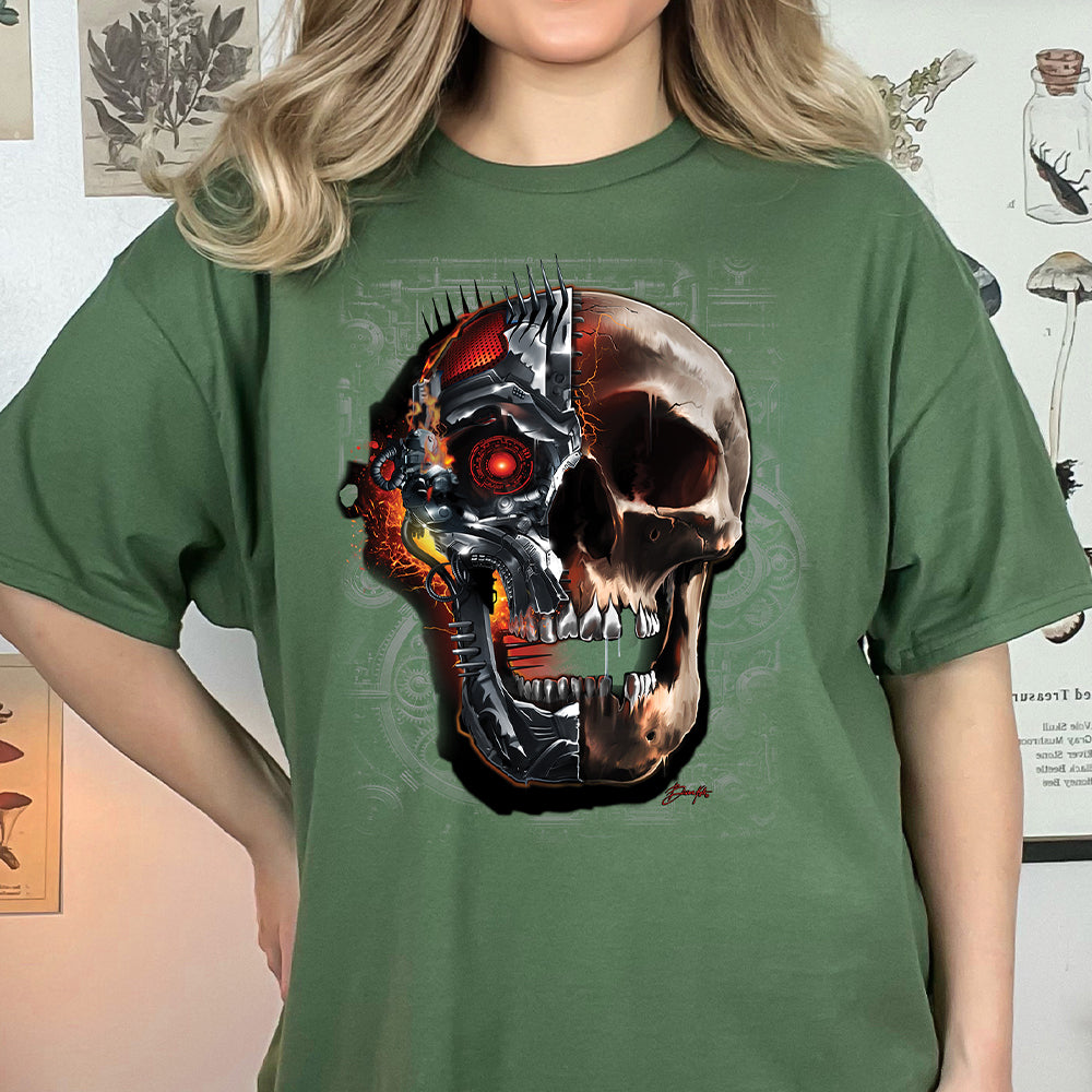 Glowing Cyborg Skull T-Shirt