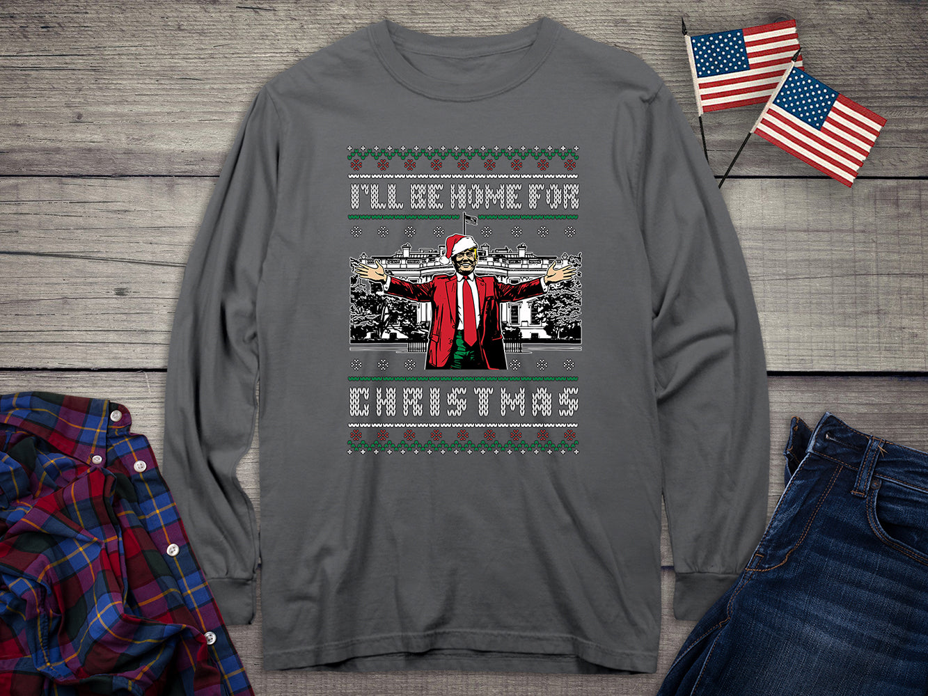 Home For Christmas Sweater Long Sleeve Tee