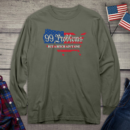 99 Problems USA Flag Long Sleeve Tee