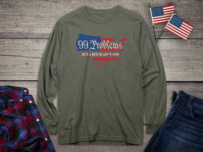 99 Problems USA Flag Long Sleeve Tee