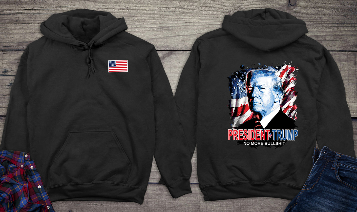 President Trump No More Bullshit With Crest Hoodie