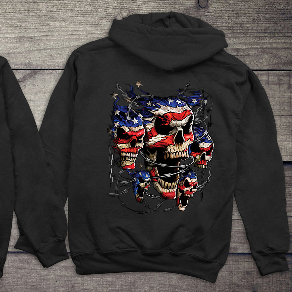 Patriotic Skulls With Crest Hoodie