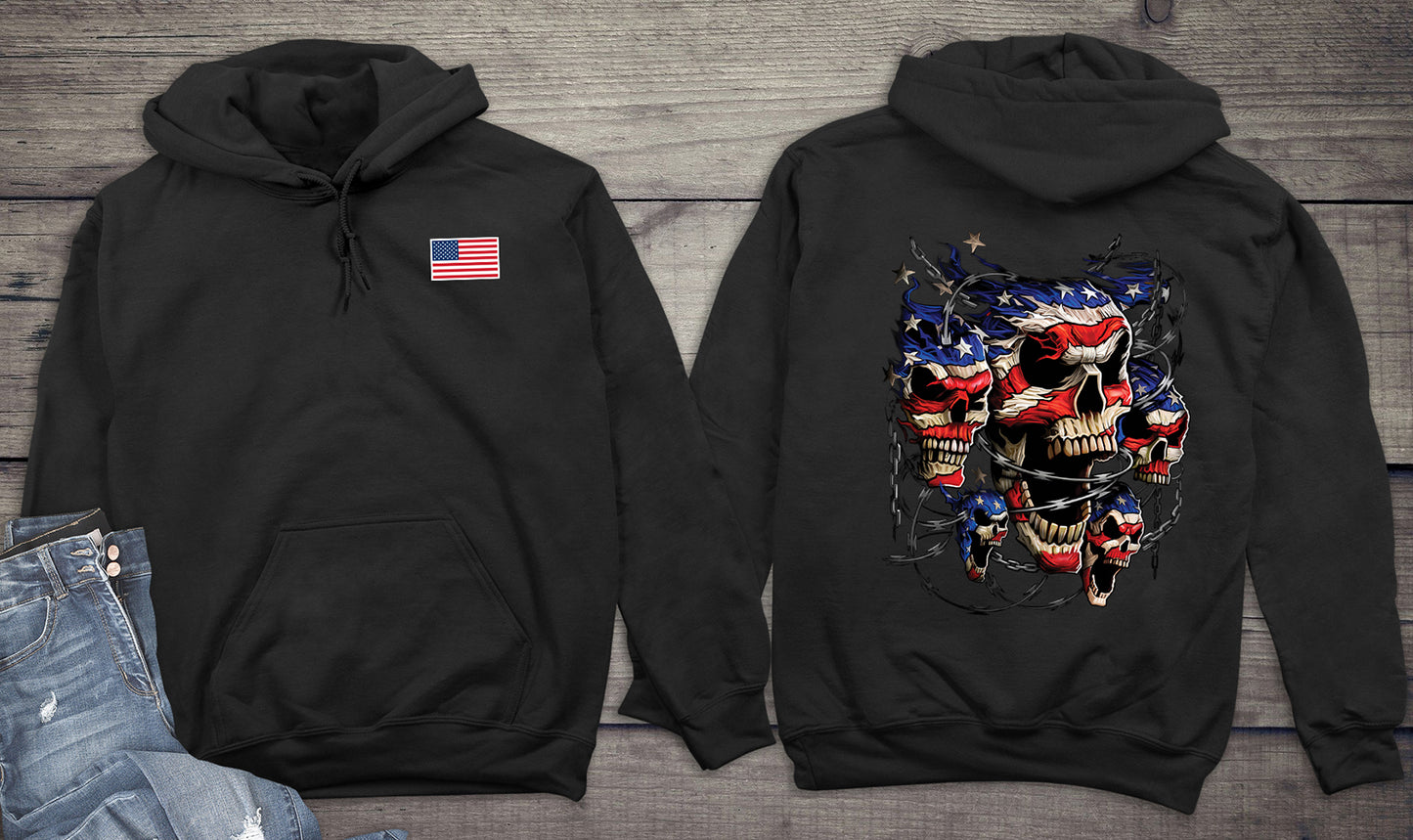 Patriotic Skulls With Crest Hoodie