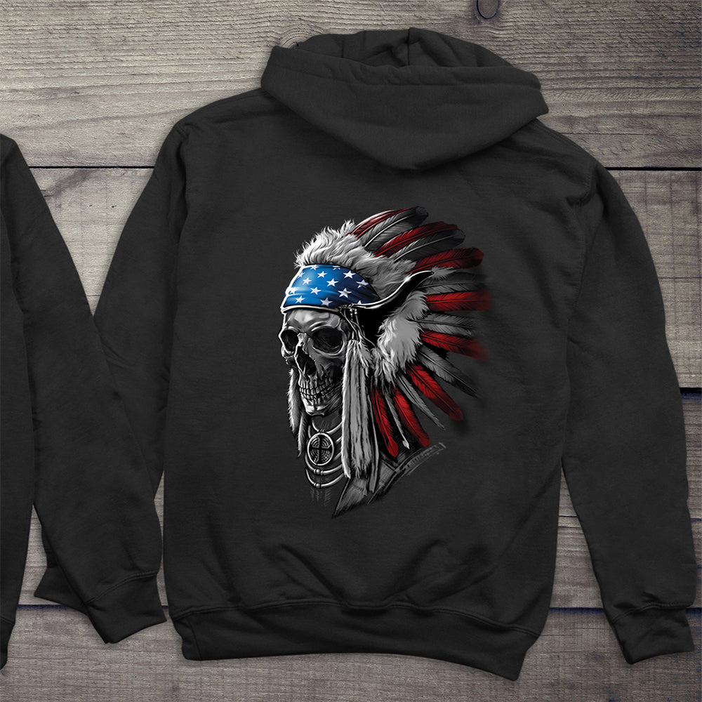 Patriotic Chief Skull With Crest Hoodie