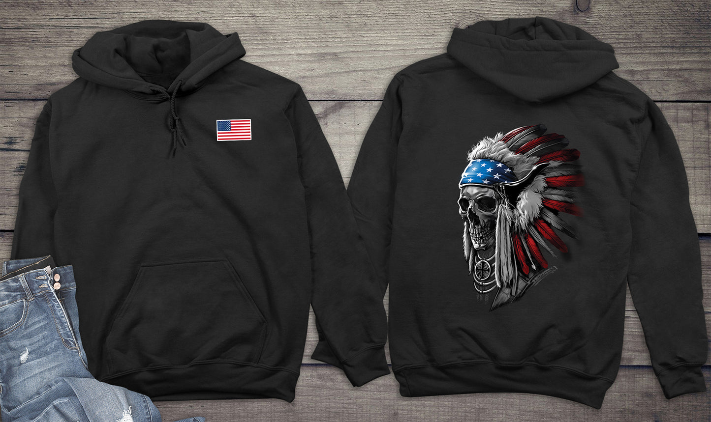 Patriotic Chief Skull With Crest Hoodie