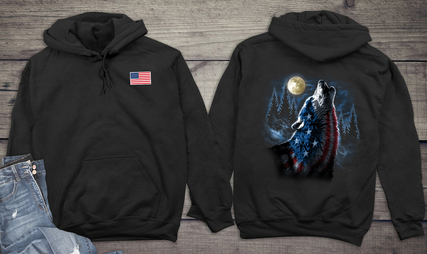 Flag Wolf Americana With Crest Hoodie