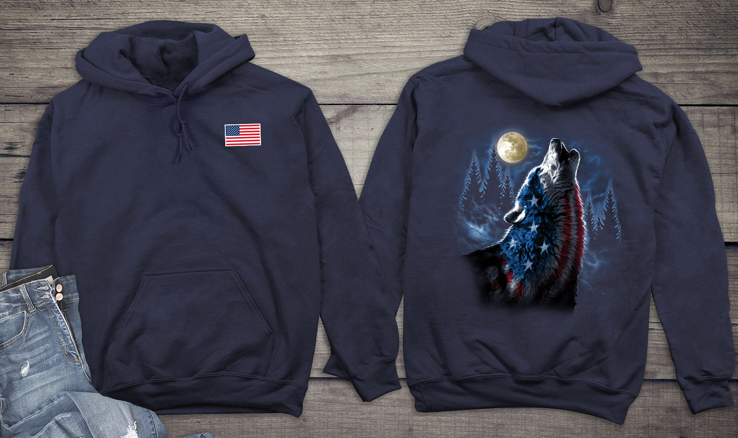 Flag Wolf Americana With Crest Hoodie