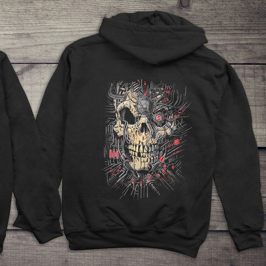 Red Cyborg Skull Hoodie