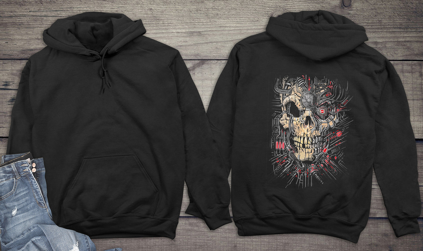 Red Cyborg Skull Hoodie