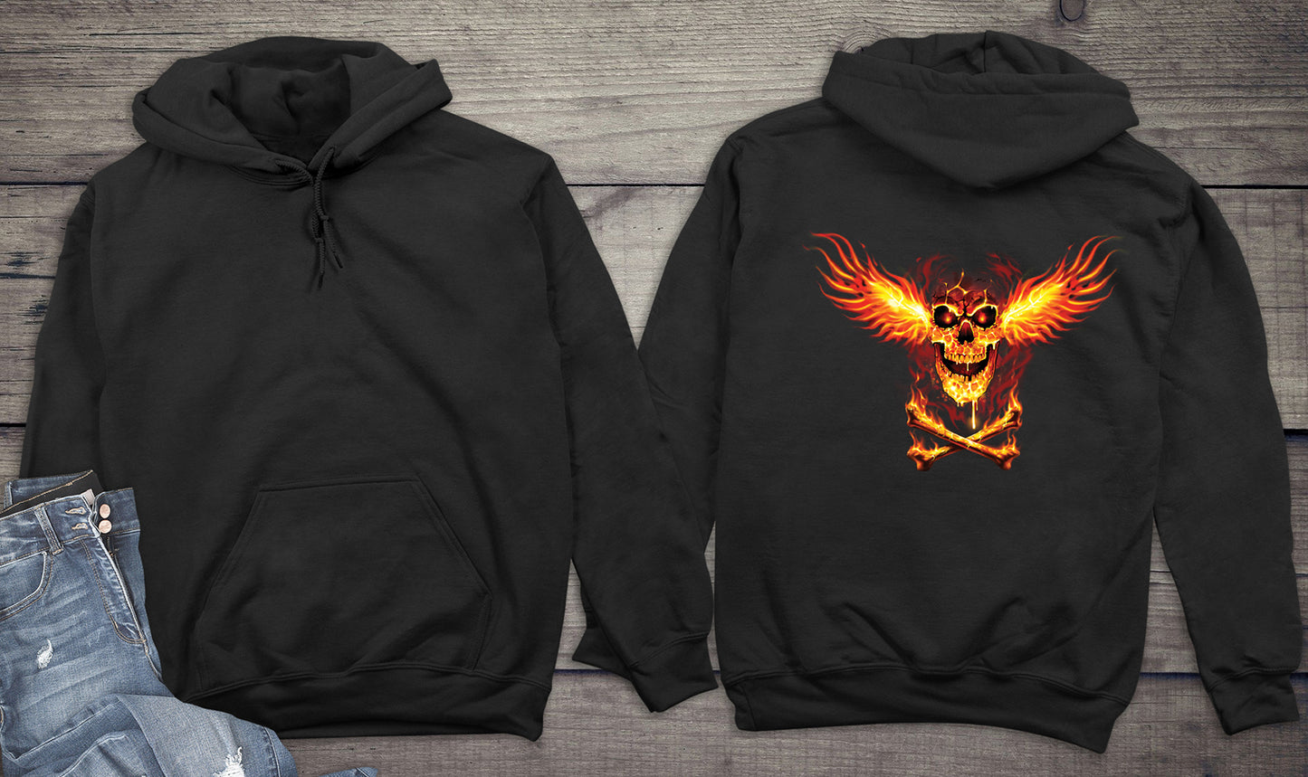 Skull Fire Wings Hoodie