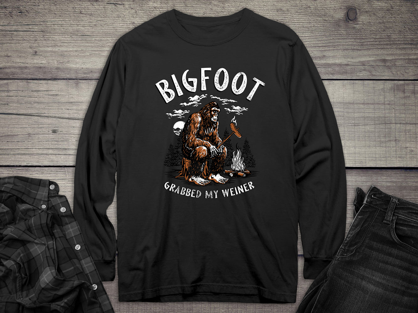 Bigfoot Grabbed My Weiner Long Sleeve Tee