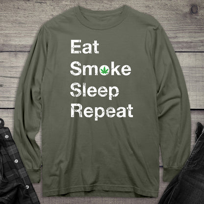 Eat Sleep Smoke Repeat Long Sleeve Tee