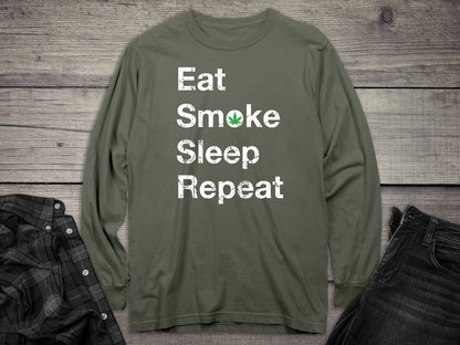 Eat Sleep Smoke Repeat Long Sleeve Tee