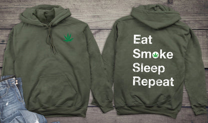 Eat Sleep Smoke Repeat With Crest Hoodie