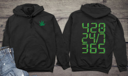 420 24/7 365 With Crest Hoodie