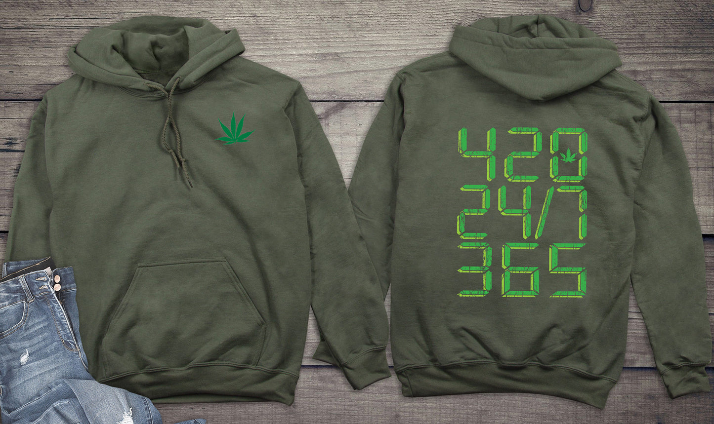 420 24/7 365 With Crest Hoodie