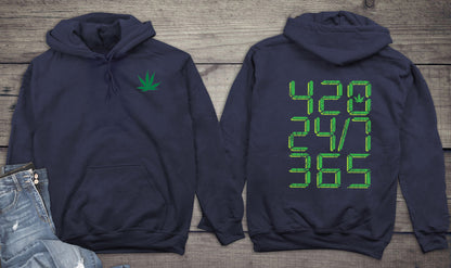 420 24/7 365 With Crest Hoodie