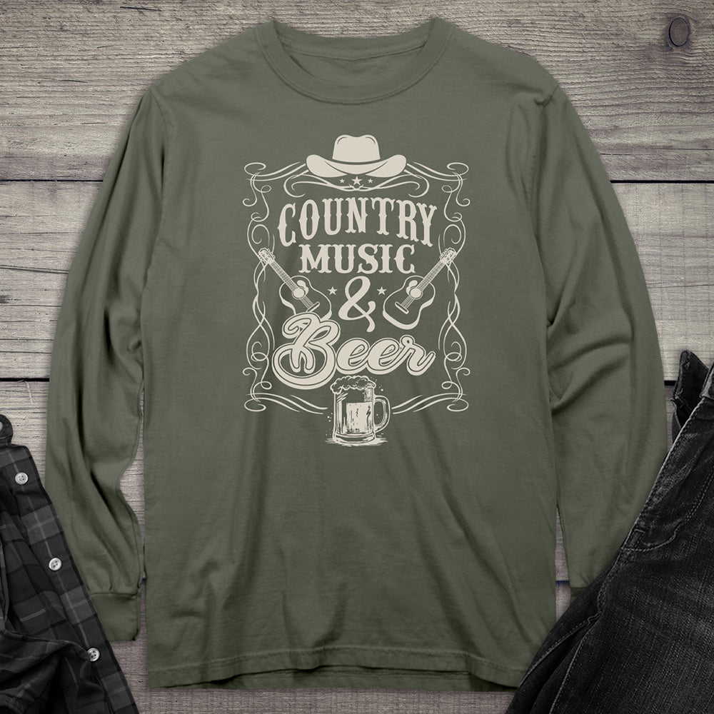 Country Music And Beer Long Sleeve Tee