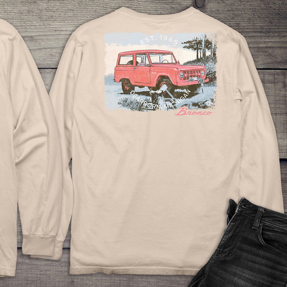 Ford Bronco Red With Crest Long Sleeve Tee