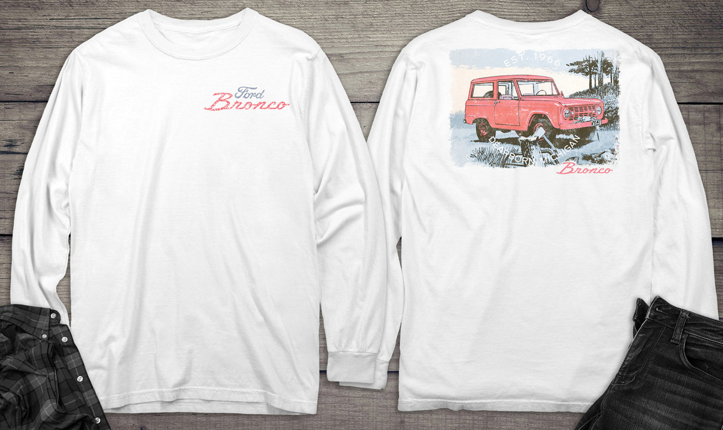 Ford Bronco Red With Crest Long Sleeve Tee