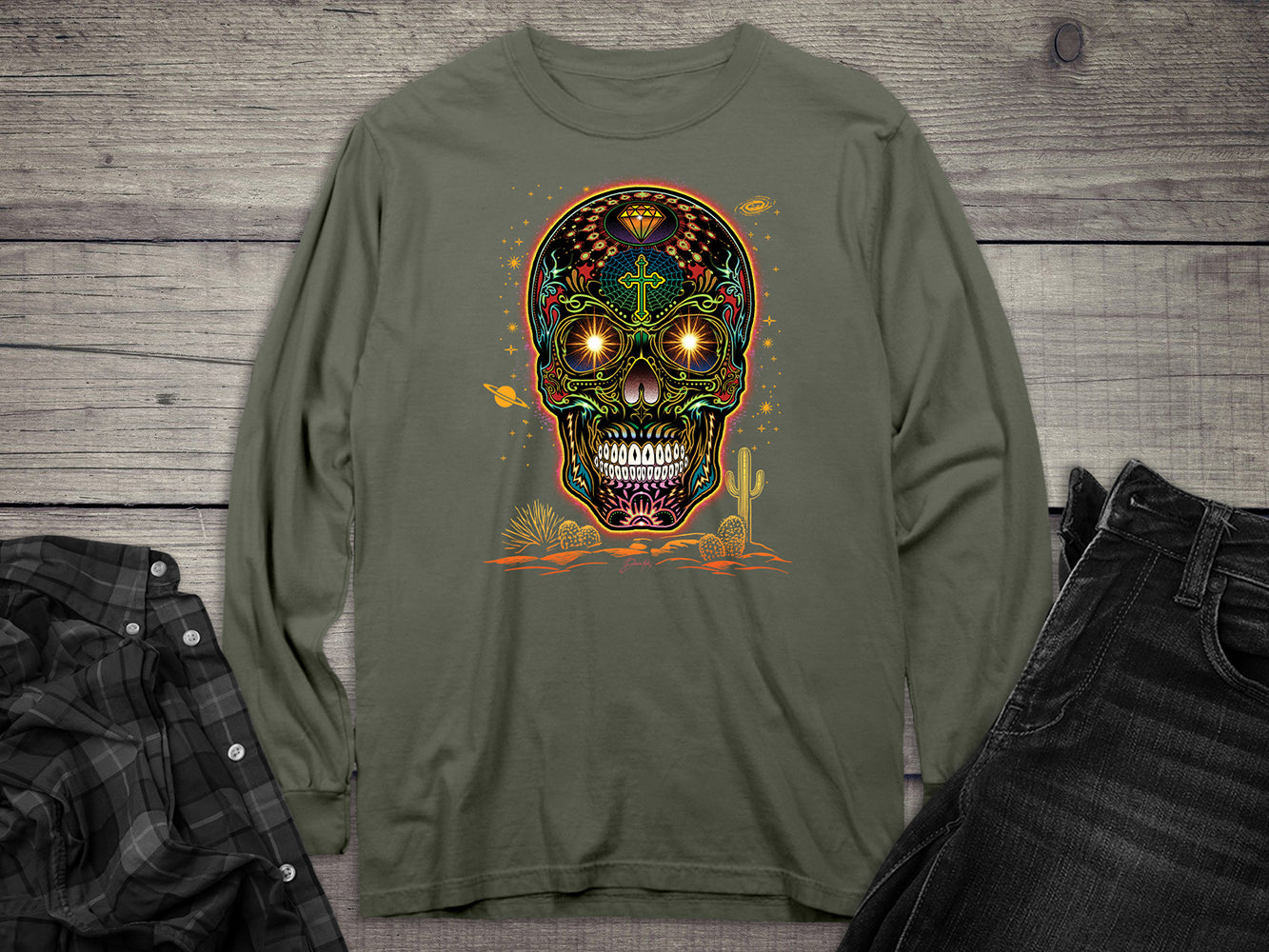 Desert Sugar Skull Long Sleeve Tee