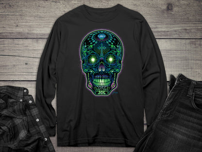 Bright Sugar Skull Long Sleeve Tee