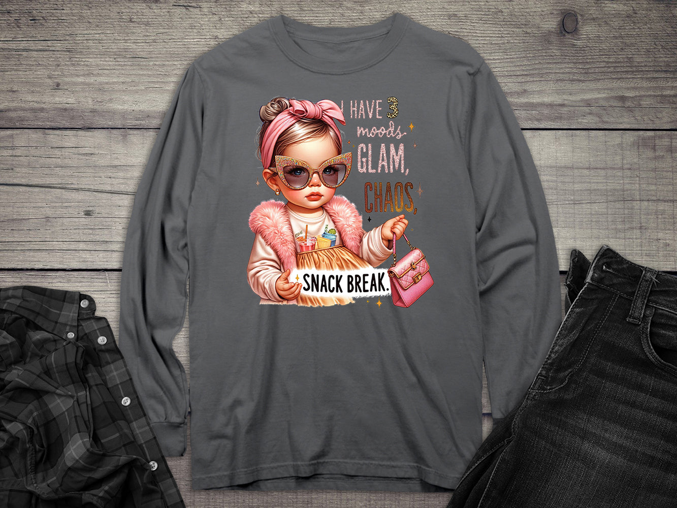 Glam, Chaos, Snack Break Long Sleeve Tee