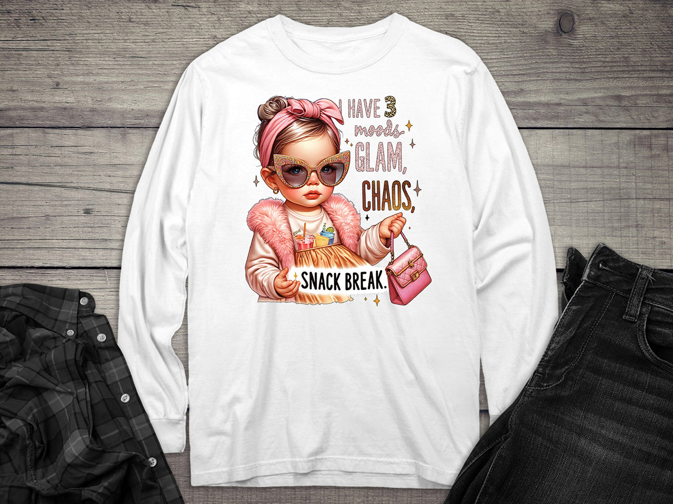 Glam, Chaos, Snack Break Long Sleeve Tee