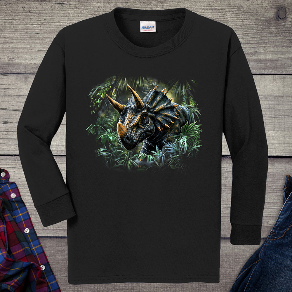 Triceratops Jungle Youth Long Sleeve Tee