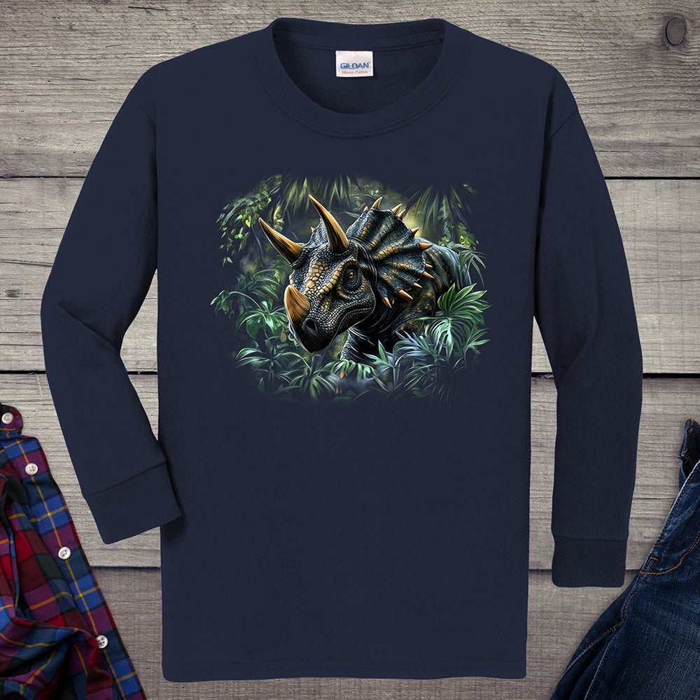 Triceratops Jungle Youth Long Sleeve Tee